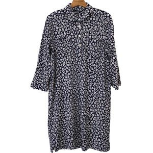 LAND’S END Cotton Floral 3/4 Sleeve Shift Dress Size XL/18